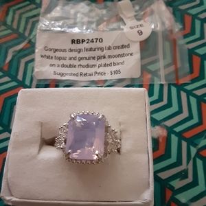 White topaz and genuine pink moonstone